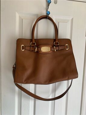 Michael Kors Hamilton East West Large Leather Satchel old money classic